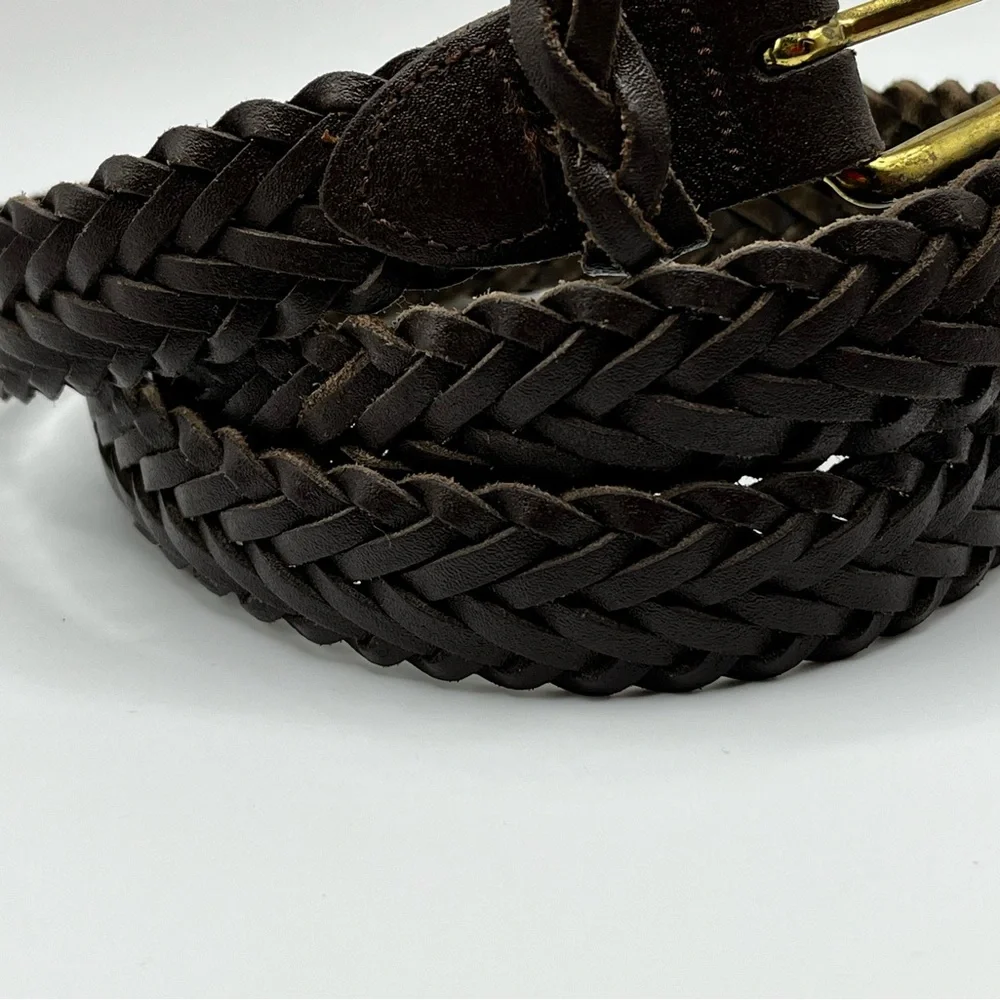 Capezlo vintage ML woven braided dark brown leather belt women boho western #5